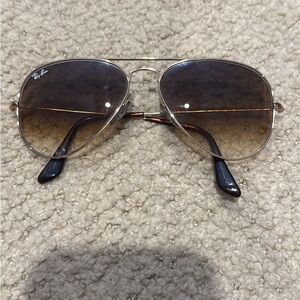 Ray-Ban Gold Aviator Sunglasses with Brown Lenses